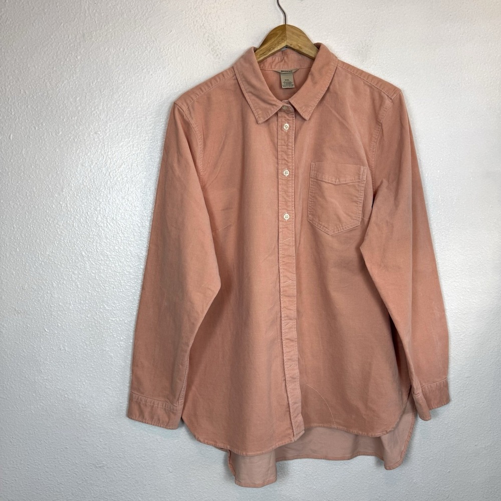 Duluth Trading Co Corduroy Button Up Shirt Women's XXL Pink Stretch Outdoor